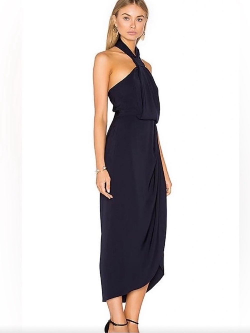 Shona Joy Knot Draped Dress In Core Black Size 8 NWT